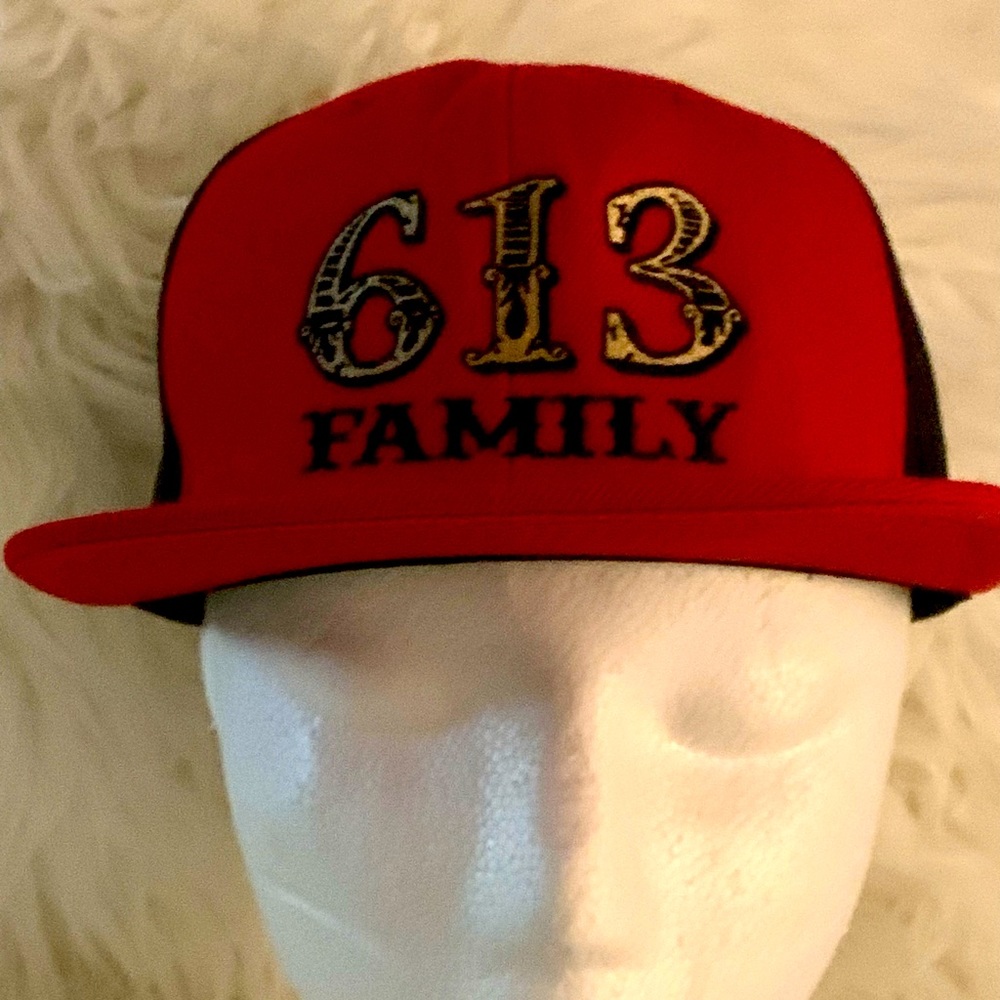 Baseball Cap Hat 613 Family Richardson SnapBack 1/2 Mesh Red Black